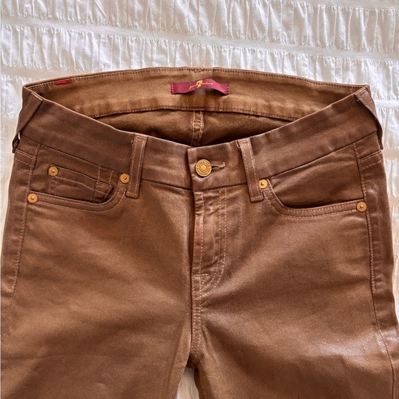 7 For All Mankind Chocolate Brown Jeggings. - Picture 3 of 7